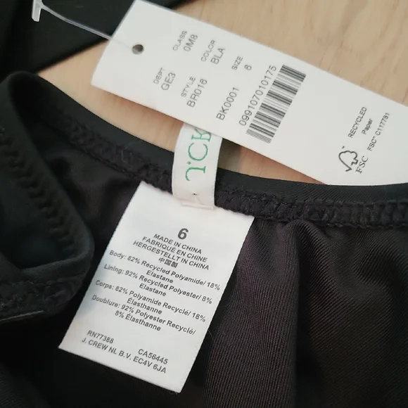 J. Crew Solid Deep V Neck Tank Swimsuit - Black - 6 - Picture 2 of 4